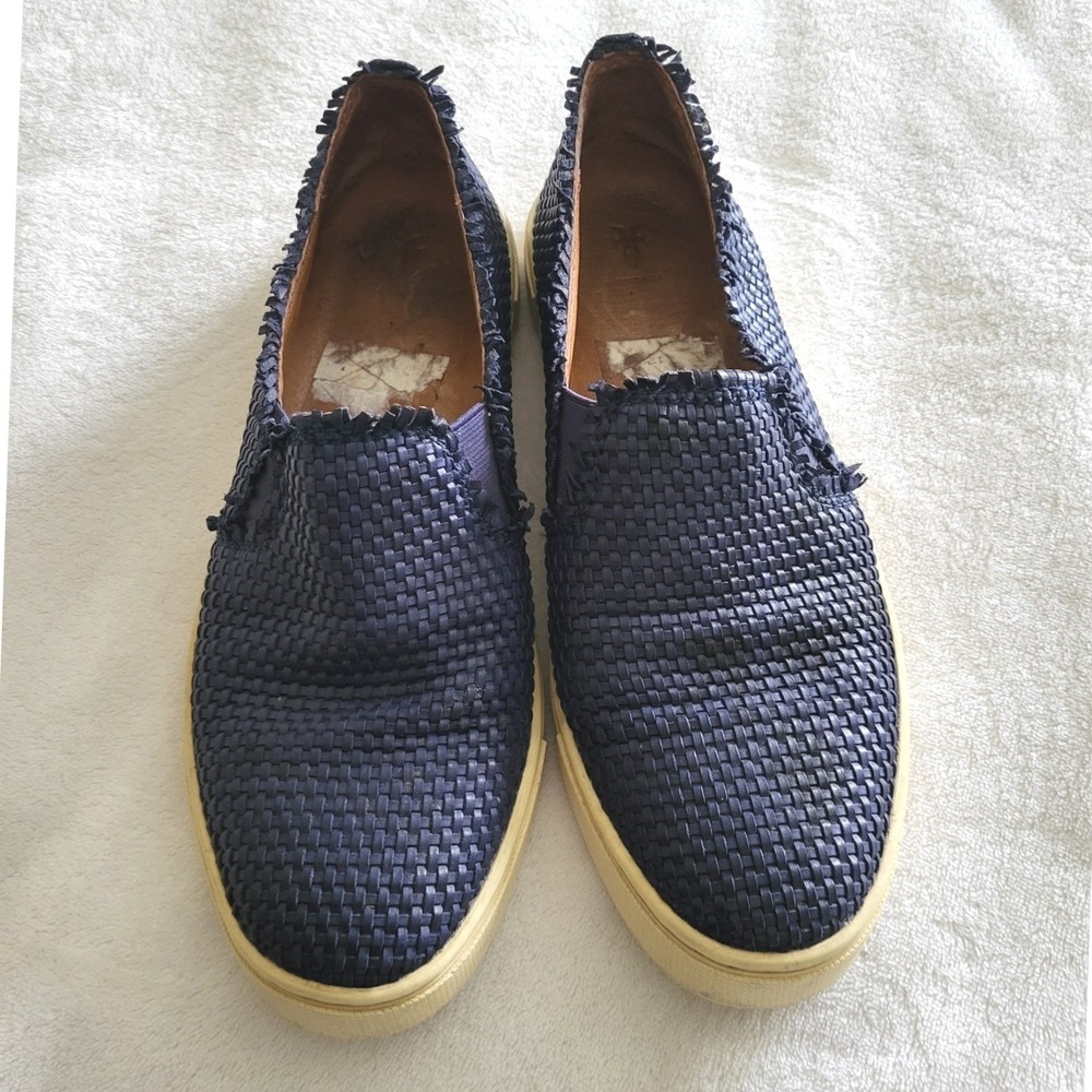 Frye Ivy Fray Sneakers Shoes Woven Basket Blue Flat Womens 7M Good Condition - Picture 5 of 7